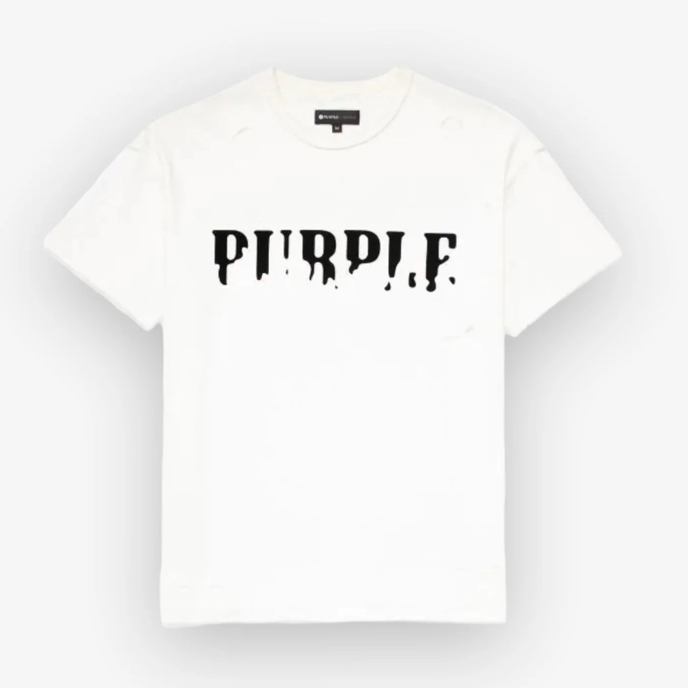 Purple Brand Textured Jersey Inside Out Tee Brilliant White Eroded JWET